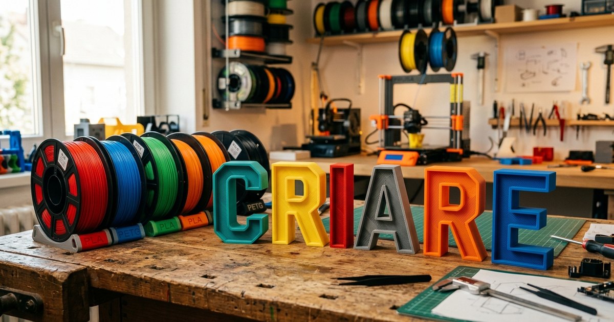 Capa da matéria: PLA, PETG, ABS e ASA: qual filamento usar em letra caixa