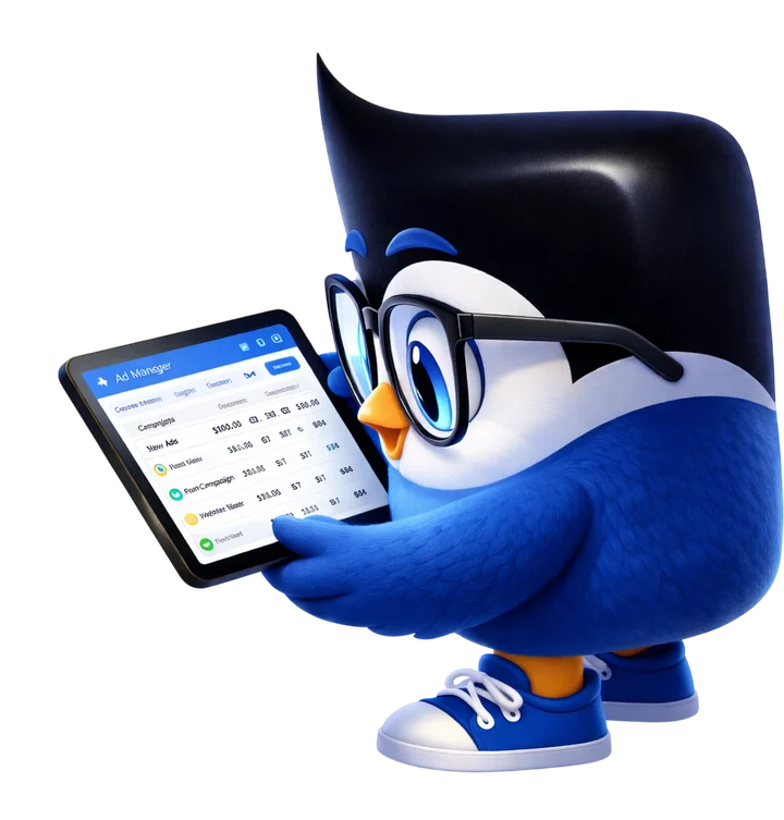 Clicko, o mascote da MPM, analisando uma campanha